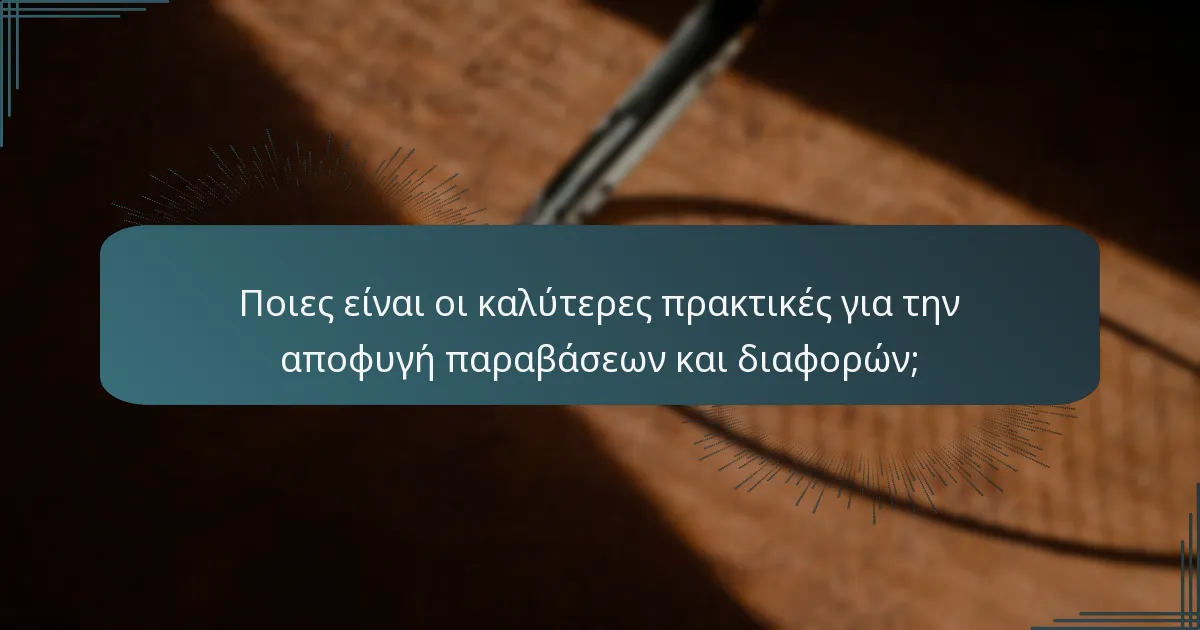 Ποιες είναι οι καλύτερες πρακτικές για την αποφυγή παραβάσεων και διαφορών;