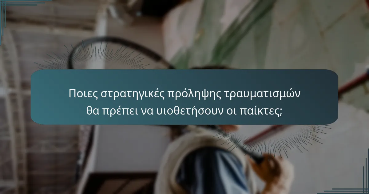 Ποιες στρατηγικές πρόληψης τραυματισμών θα πρέπει να υιοθετήσουν οι παίκτες;
